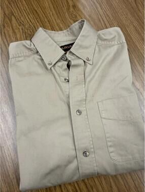 ARIAT Shirt Mens Medium Button Down Long Sleeve Western Cowboy M Beige Tan